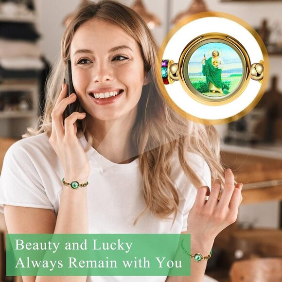 50 Pcs Saint Jude Rosary Bracelets Handmade Green Knot Religious Jewelry - Picture 3 of 6